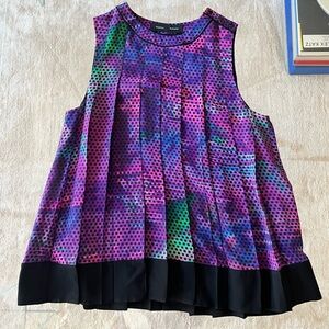 Proenza Schouler Silk Pleat Purple and Black Tank Top